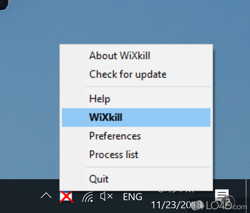 Close or kill any undesired process - Screenshot of Wixkill