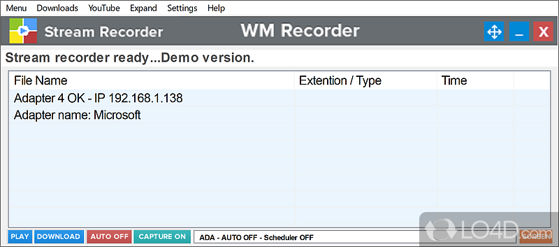 Record a URL with a few clicks - Screenshot of WM Recorder