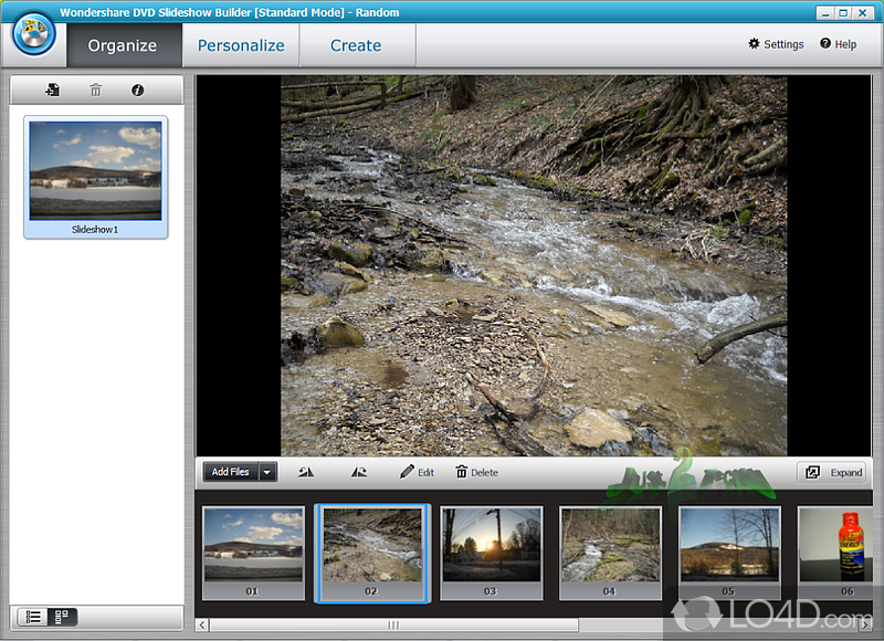 Ideal tool to make photo DVD movie for TV from digital photos - Screenshot of Wondershare Slideshow Builder