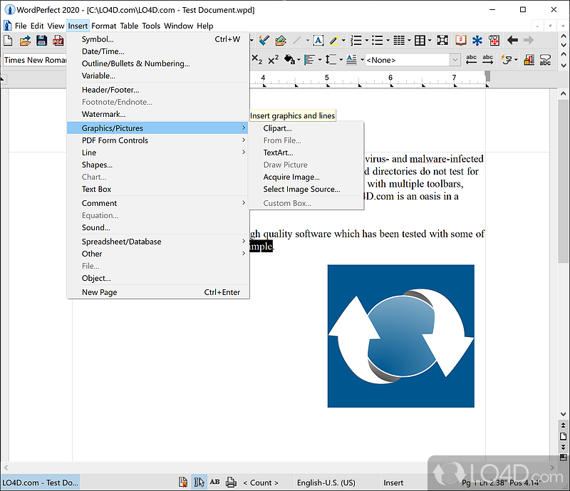 Document creator and editor with PDF capabilities - Screenshot of WordPerfect Office
