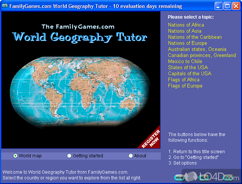 Way to learn geography - Screenshot of World Geography Tutor