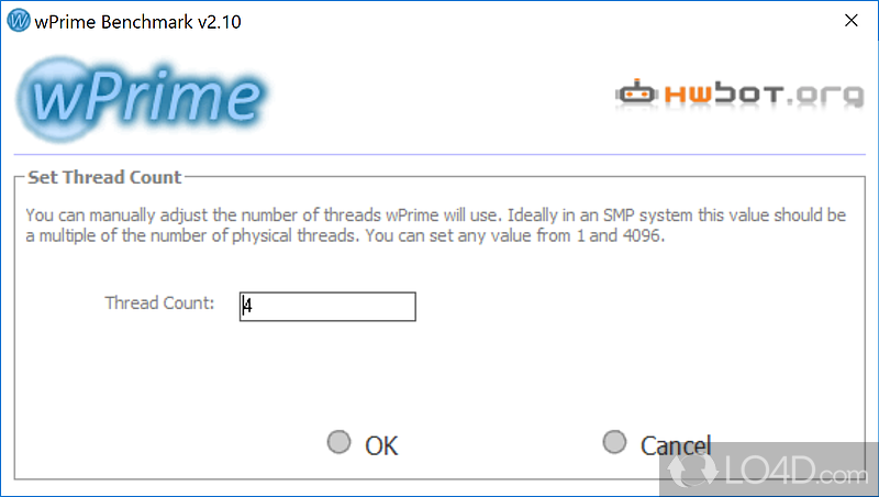 Benchmarking tool for x86 multi-threaded processors - Screenshot of wPrime