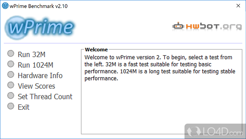 Multi-thread benchmarking tool for testing the CPU level, aside from showing hardware information - Screenshot of wPrime