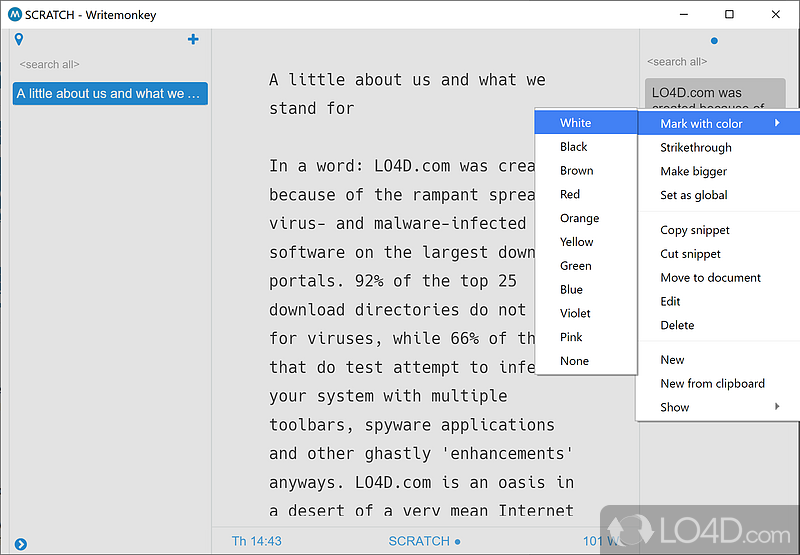 A writing app that doesn't distract - Screenshot of WriteMonkey
