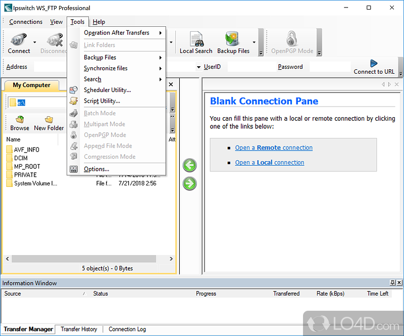 WS_FTP Pro: User interface - Screenshot of WS_FTP Pro