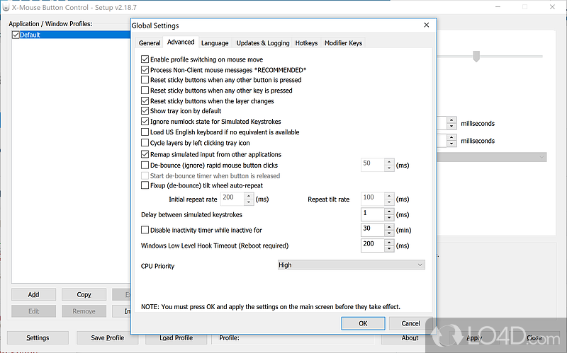 Versions available for older operating systems - Screenshot of X-Mouse Button Control