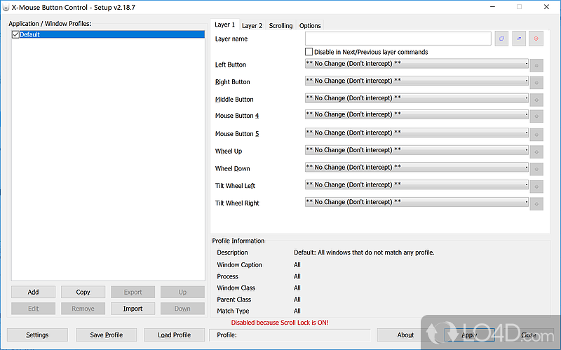 Reconfigure mouse controls and buttons - Screenshot of X-Mouse Button Control