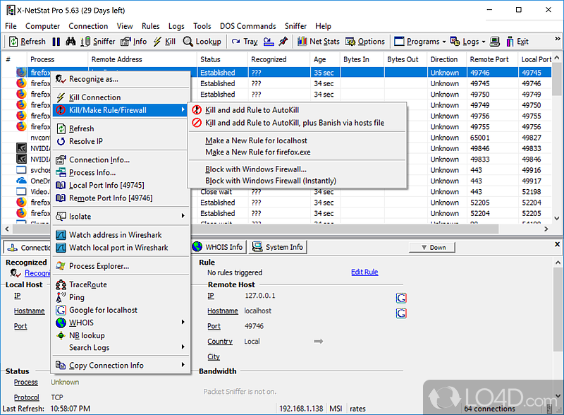 X-NetStat Professional: User interface - Screenshot of X-NetStat Professional