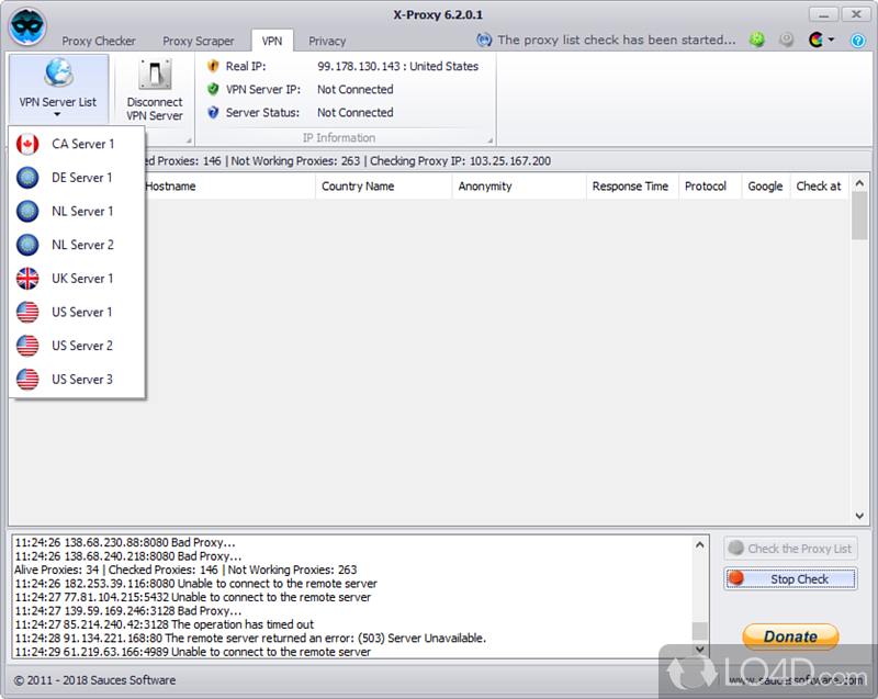 Connect to internet using a proxy server - Screenshot of X-Proxy