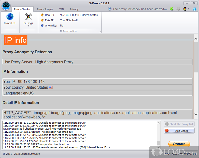 Find free proxies from the Internet - Screenshot of X-Proxy