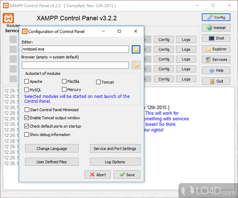 Setup a development environment on Windows (PHP, MySQL ..) - Screenshot of XAMPP