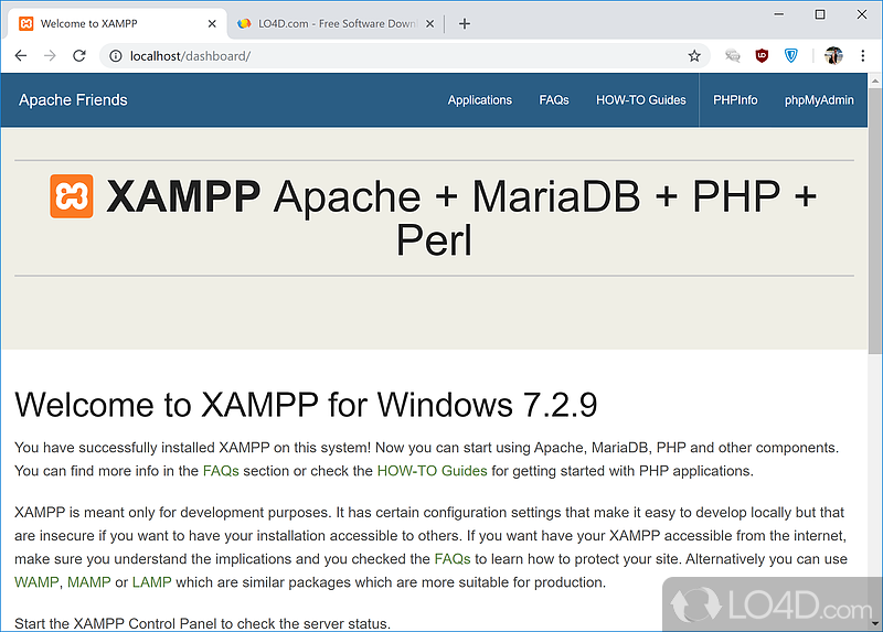 Complete Development Server - Screenshot of XAMPP