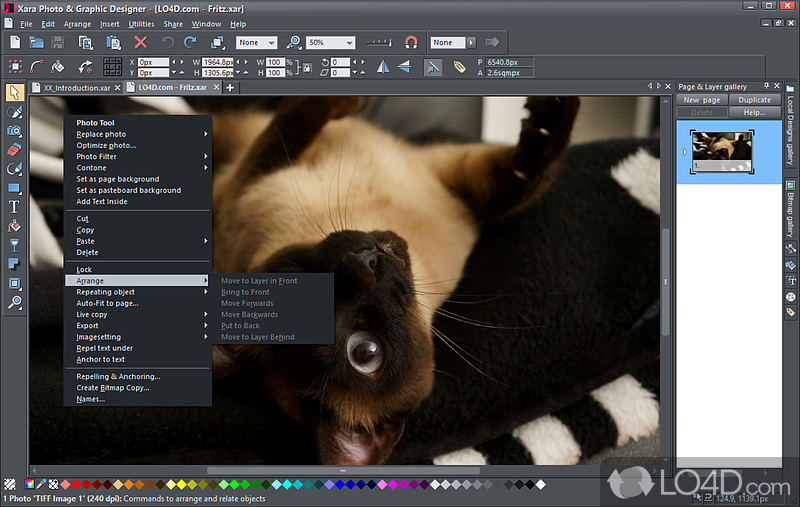 Xara Photo & Graphic Designer: User interface - Screenshot of Xara Photo & Graphic Designer