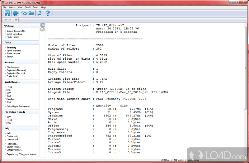 Analyze files, hard disk and storage spaces - Screenshot of Xinorbis