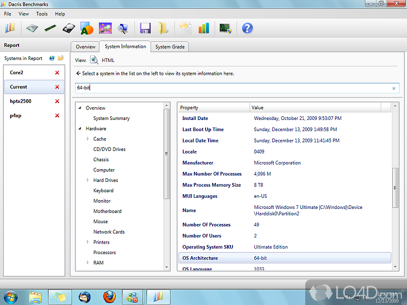 Tests the performance of the components in PC and optimizes accordingly - Screenshot of Dacris Benchmarks