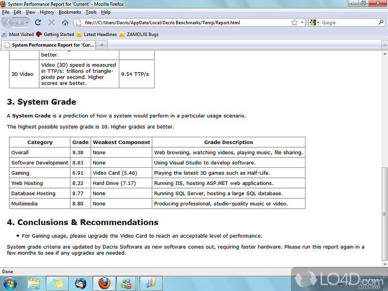 Dacris Benchmarks: User interface - Screenshot of Dacris Benchmarks