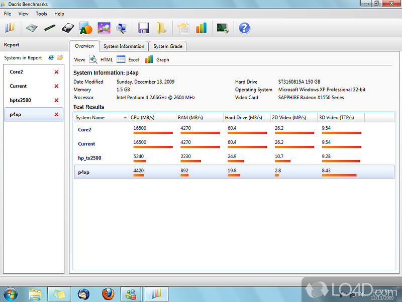 Test and optimize your computer - Screenshot of Dacris Benchmarks