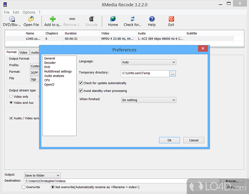 save an output profile xmedia recode