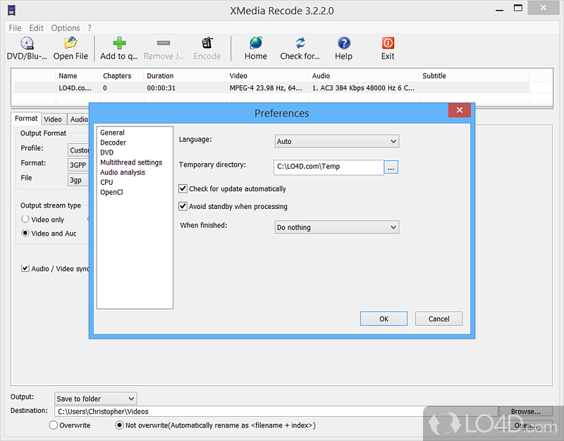 Multiformat video converter that fits in your pocket - Screenshot of XMedia Recode Portable