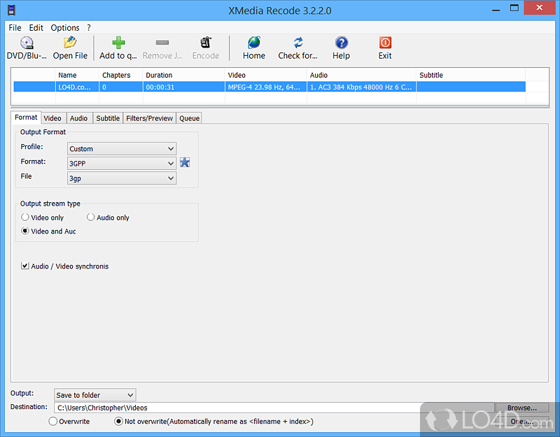 Different output profiles to work with - Screenshot of XMedia Recode