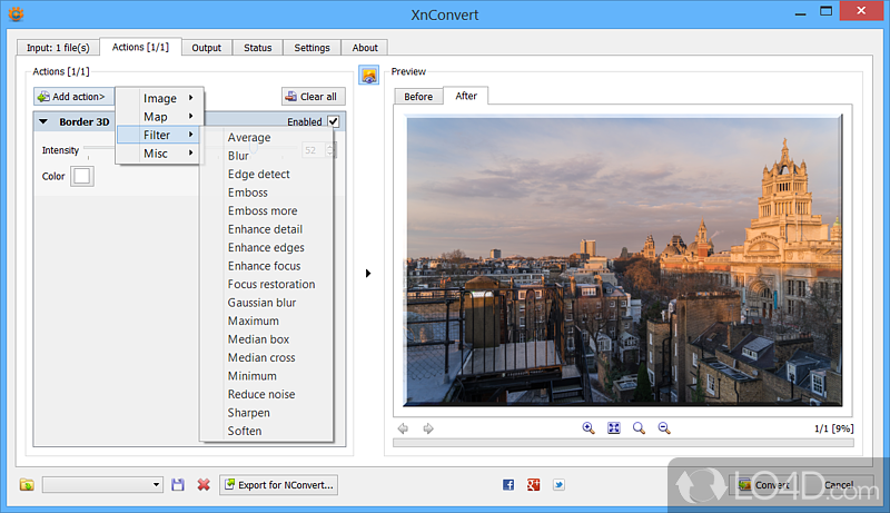 Powerful batch image editor for PC with dozens of actions and filters - Screenshot of XnConvert