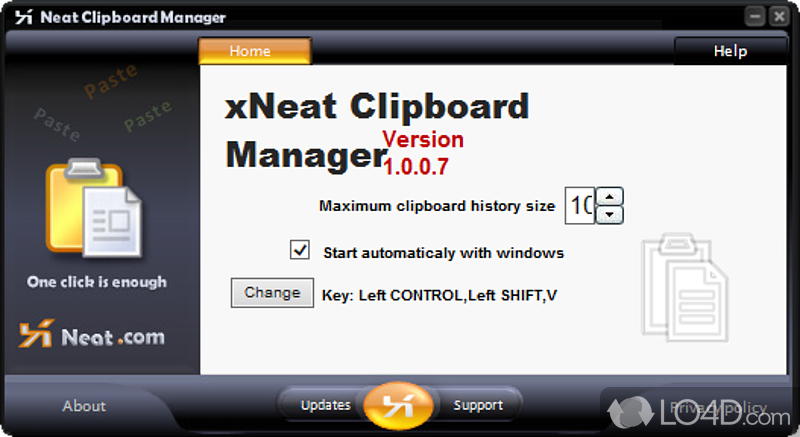 Stays hidden in the tray area - Screenshot of xNeat Clipboard Manager