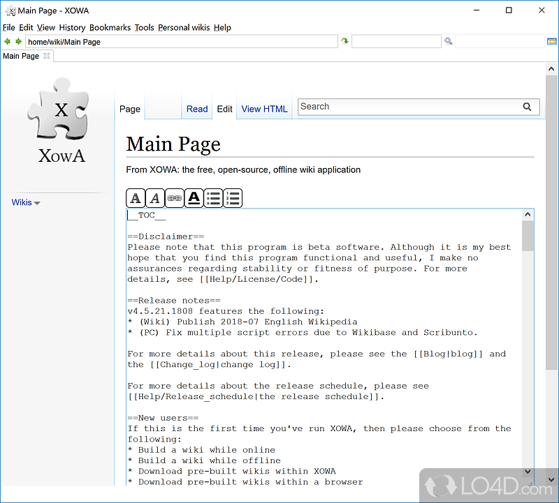 XOWA: User interface - Screenshot of XOWA