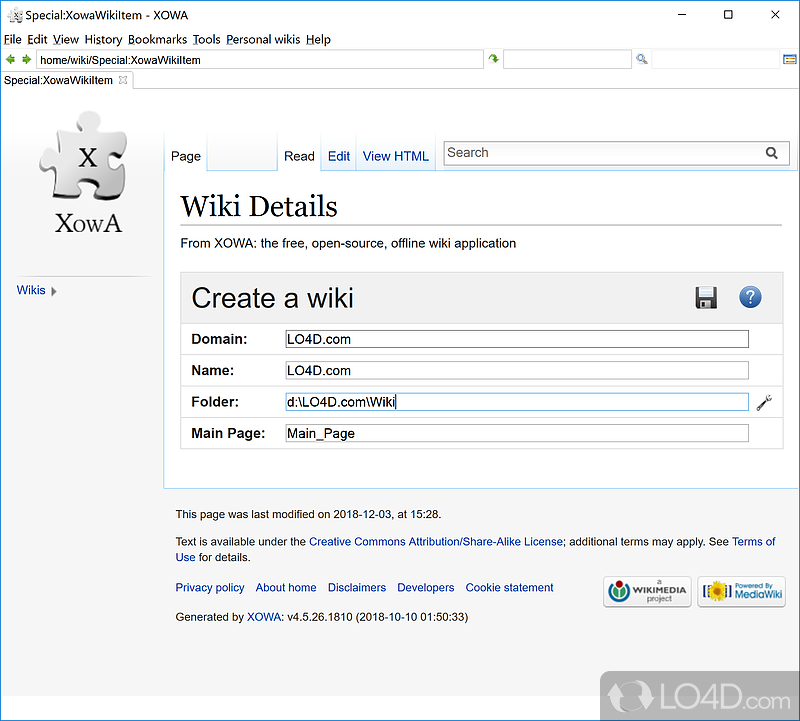 Allows you to view and edit wiki files and customize them any - Screenshot of XOWA