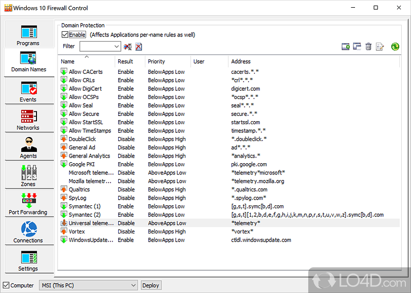 Thorough management of application connections - Screenshot of Windows Firewall Control