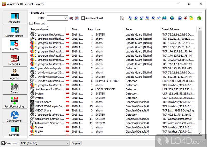 Populate permission lists with custom apps - Screenshot of Windows Firewall Control