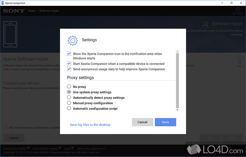 Create local backups and restore data easily - Screenshot of Xperia Companion