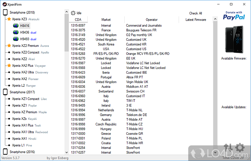 XperiFirm Tool screenshot