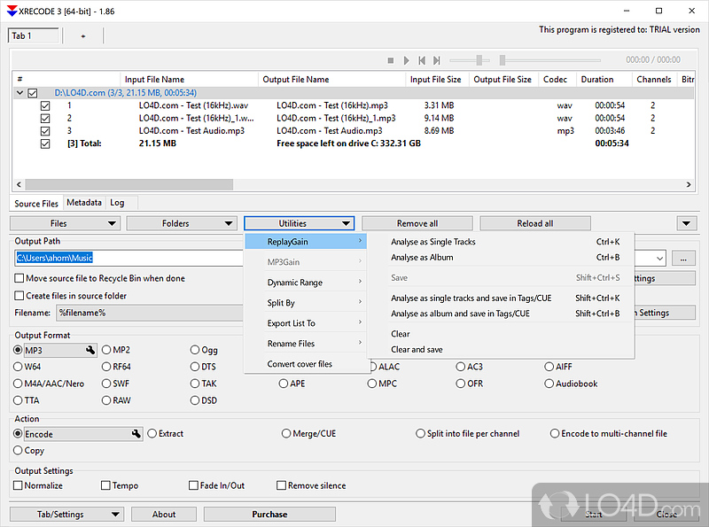 Audio converter and CD grabber - Screenshot of xrecode III