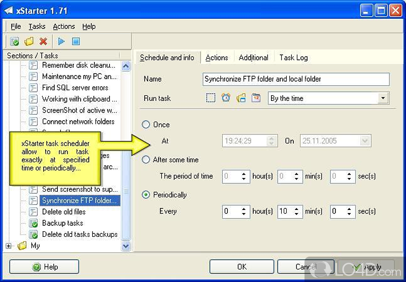 Automate computer tasks by scheduling their launch time - Screenshot of xStarter