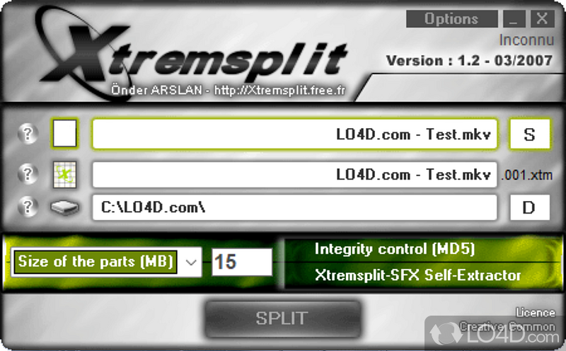 File splitting and joining app that also supports HJSplit files - Screenshot of Xtremsplit