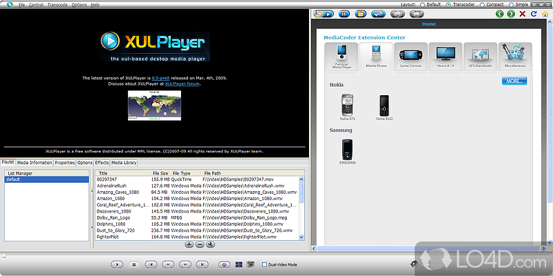 Open source media player built on Mozilla XUL and MPlayer - Screenshot of XULPlayer