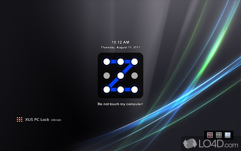 Quick to enable method of locking computer with a lock pattern, thus preventing unsanctioned usage of PC - Screenshot of XUS PC Lock