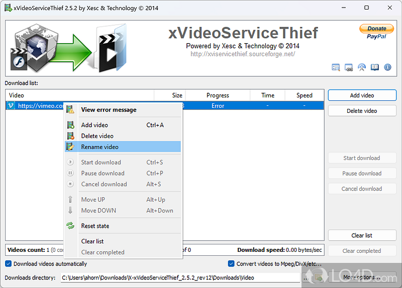 xVideoServiceThief: User interface - Screenshot of xVideoServiceThief