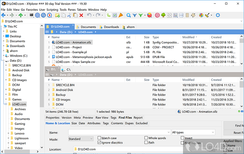 XYplorer: File management - Screenshot of XYplorer