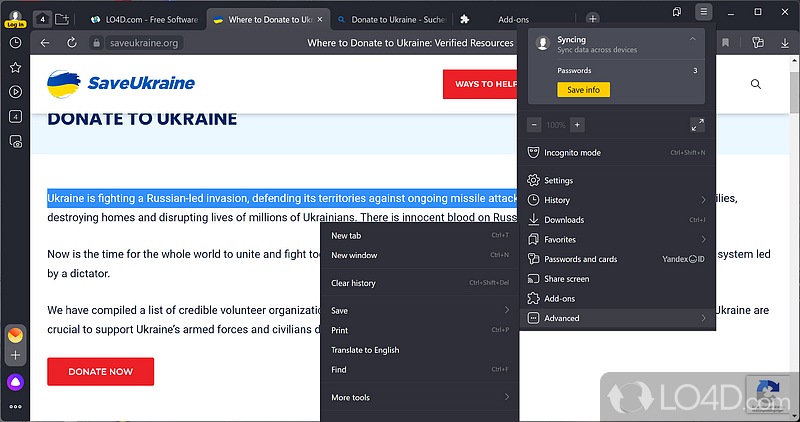 Customizable settings - Screenshot of Yandex.Browser