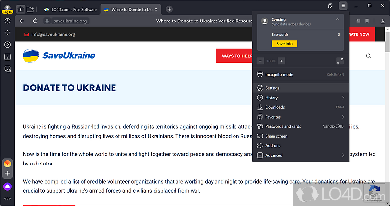 Reliable browser with a set of additional functions - Screenshot of Yandex.Browser
