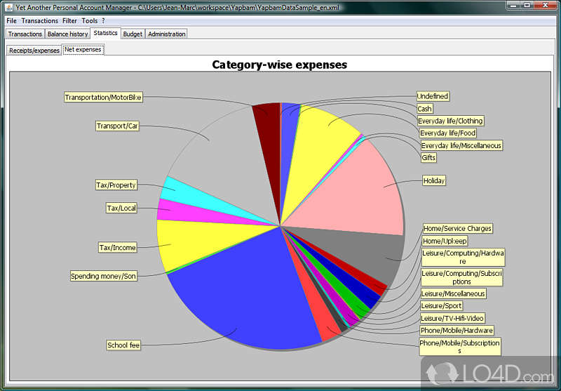 Accounting and personal account manager app - Screenshot of Yapbam