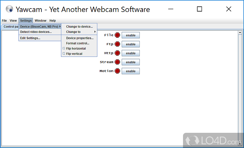 Surveillance and webcam recording with motion detection - Screenshot of Yawcam