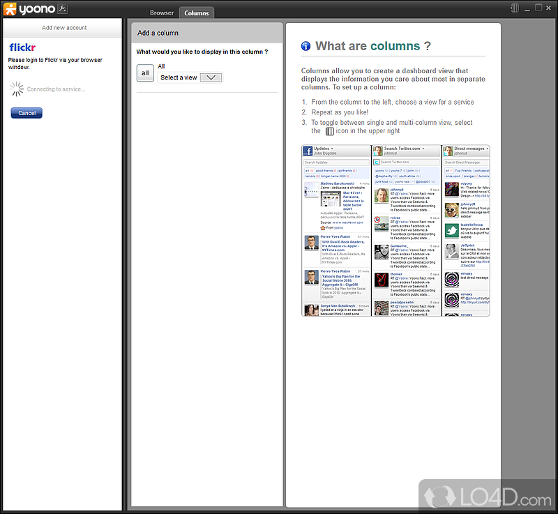 Yoono Desktop: Built-in browser - Screenshot of Yoono Desktop