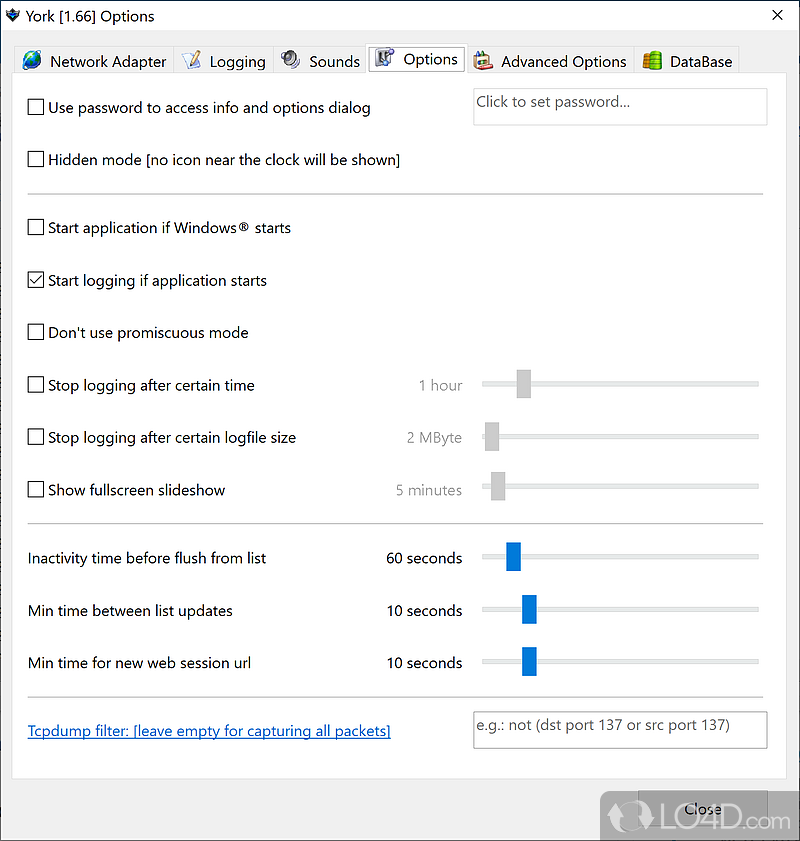 Record the traffic in a network and make security adjustements - Screenshot of York