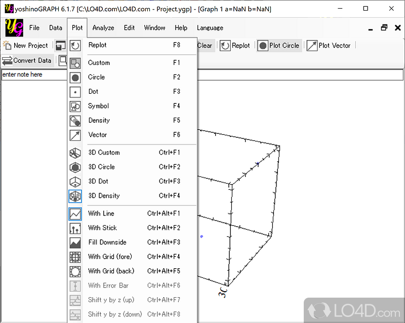 A complex tool for scientific graphing and data analysis - Screenshot of yoshinoGRAPH