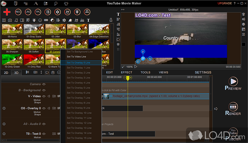 Make and Edit 2D/3D Movies - Screenshot of YouTube Movie Maker