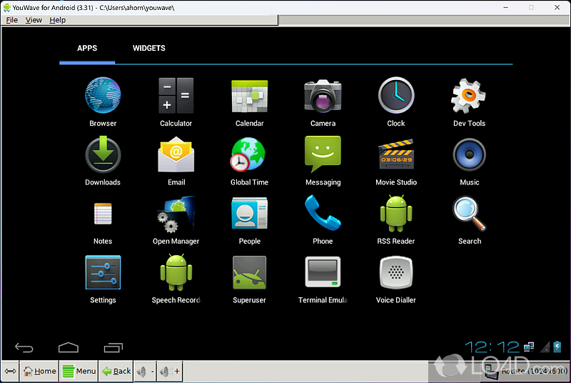 Use PC as an Android device with this utility that emulates the ICS interface - Screenshot of YouWave