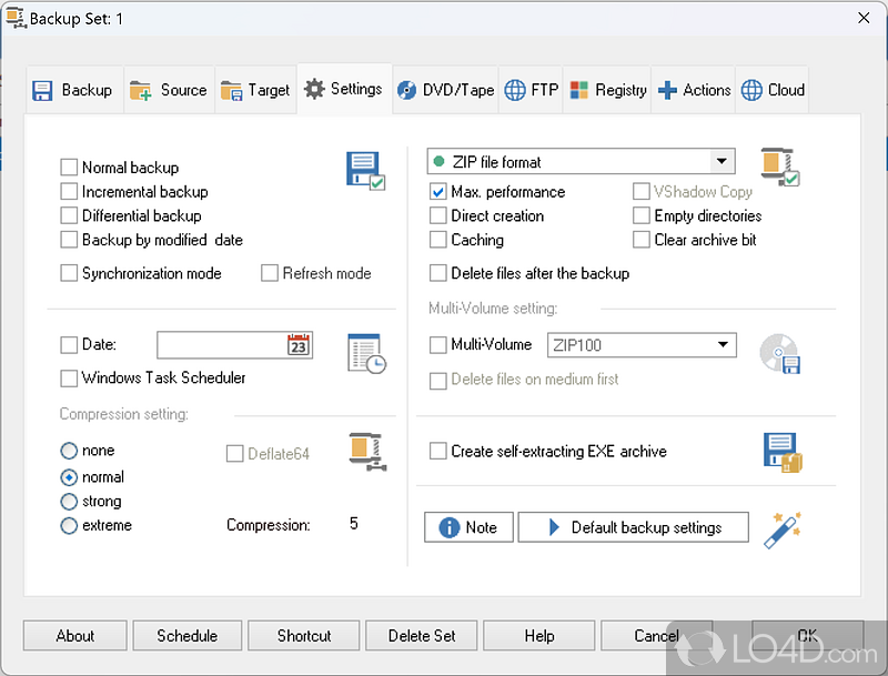 Backup system to copy complex data sets with encryption - Screenshot of Z-DBackup