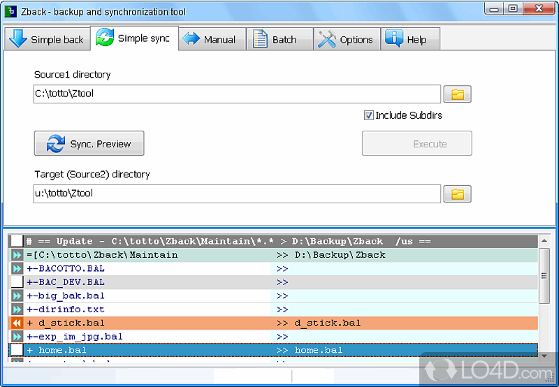 Zback: Simple operations - Screenshot of Zback